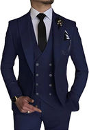 Stylish Peak Lapel Double Breasted One Button 3 Piece Men's Suit