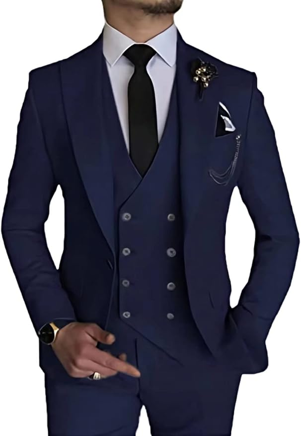 Double Breasted Suit One Button 3 Piece Men's Suit