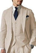 Cargar la imagen en la vista de la galería, Casual Beach Wedding Summer Seersucker Blazer Vest Pants 3 Piece Men Suit
