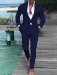 Cargar la imagen en la vista de la galería, Men's Wedding Linen Beach Summer Single Breasted One-button 2 Piece Suits
