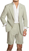 Charger l'image dans la visionneuse de la galerie, Casual Summer Lightweight Seersucker Suit Shorts Mens Set
