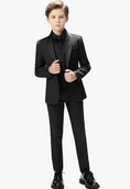 Cargar la imagen en la vista de la galería, Black Toddler Kids Formal Suits Set 5 Pieces
