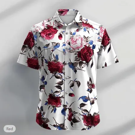 Floral Casual Men's Shirt Holiday Summer Turndown Short Sleeve Shirt