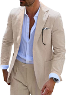 Seersucker Striped Blazer Pants 2 Piece Men's Summer Suit