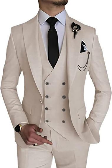 Double Breasted Suit One Button 3 Piece Men's Suit