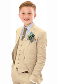 Cargar la imagen en la vista de la galería, Summer Casual Linen 3 Piece Boys Suit Jacket Vest Pant Set
