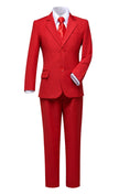 Charger l'image dans la visionneuse de la galerie, Red 3 Piece Kids Boys' Formal Blazer Vest and Pants Dress Suits Set
