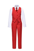 Cargar la imagen en la vista de la galería, Red 2 Piece Kids Boys' Vest and Pants Dress Suits Set
