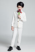 Load image into Gallery viewer, White Striped Modern 5 Piece Boy's Formal Suits
