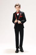 Cargar la imagen en la vista de la galería, Black Classic Suits Set 5 Piece Boys Suits
