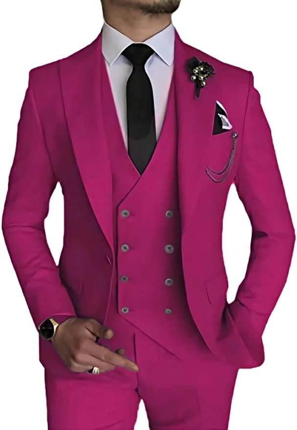 Double Breasted Suit One Button 3 Piece Men's Suit