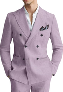 Men's Linen Double Breasted 2 Piece Suits
