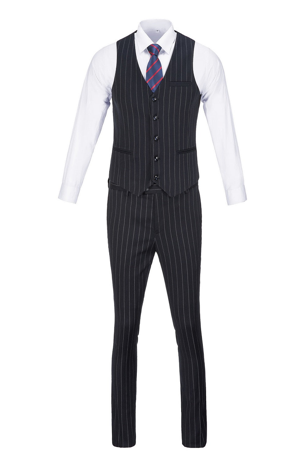 Stripe Men's 3 Piece Suits Double Breasted Blazer Vest Pants(MORE COLORS+)