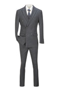 Cargar la imagen en la vista de la galería, Grey Plaid Men's 3 Piece Slim Fit Suit for Party, Wedding and Business
