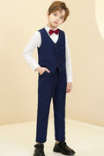 Load image into Gallery viewer, Navy Fit Slim 4 Piece Boy's Formal Suits With Vest+Pants+Shirt+Tie
