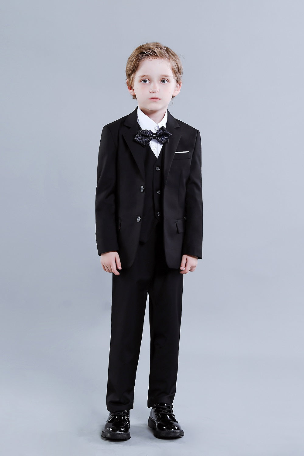 Black Formal Tuxedo 5 Piece Boys Suits