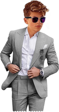 Load image into Gallery viewer, Summer Casual Linen peaked lapel 2 Piece Boys Suit
