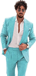 Cargar la imagen en la vista de la galería, Summer Casual Linen Men's  2 Piece Suit Blazer Pants Set
