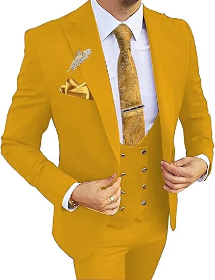 Men's 3 Piece Slim Fit Suits Double Breasted Suit Tuxedo Suit