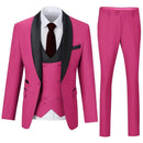 Men's hot pink 3 piece suit with shawl collar blazer and slim trousers – standout formal outfit