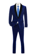 Charger l'image dans la visionneuse de la galerie, Royal Blue Velvet 2 Piece Men's Formal Suits With Jacket Pants
