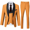 Load image into Gallery viewer, Orange 3 piece men's suit with shawl collar blazer, vest, and trousers – modern wedding outfit

