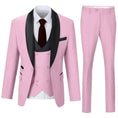 Load image into Gallery viewer, Men's pink 3 piece suit with shawl collar blazer and slim trousers – elegant formal style
