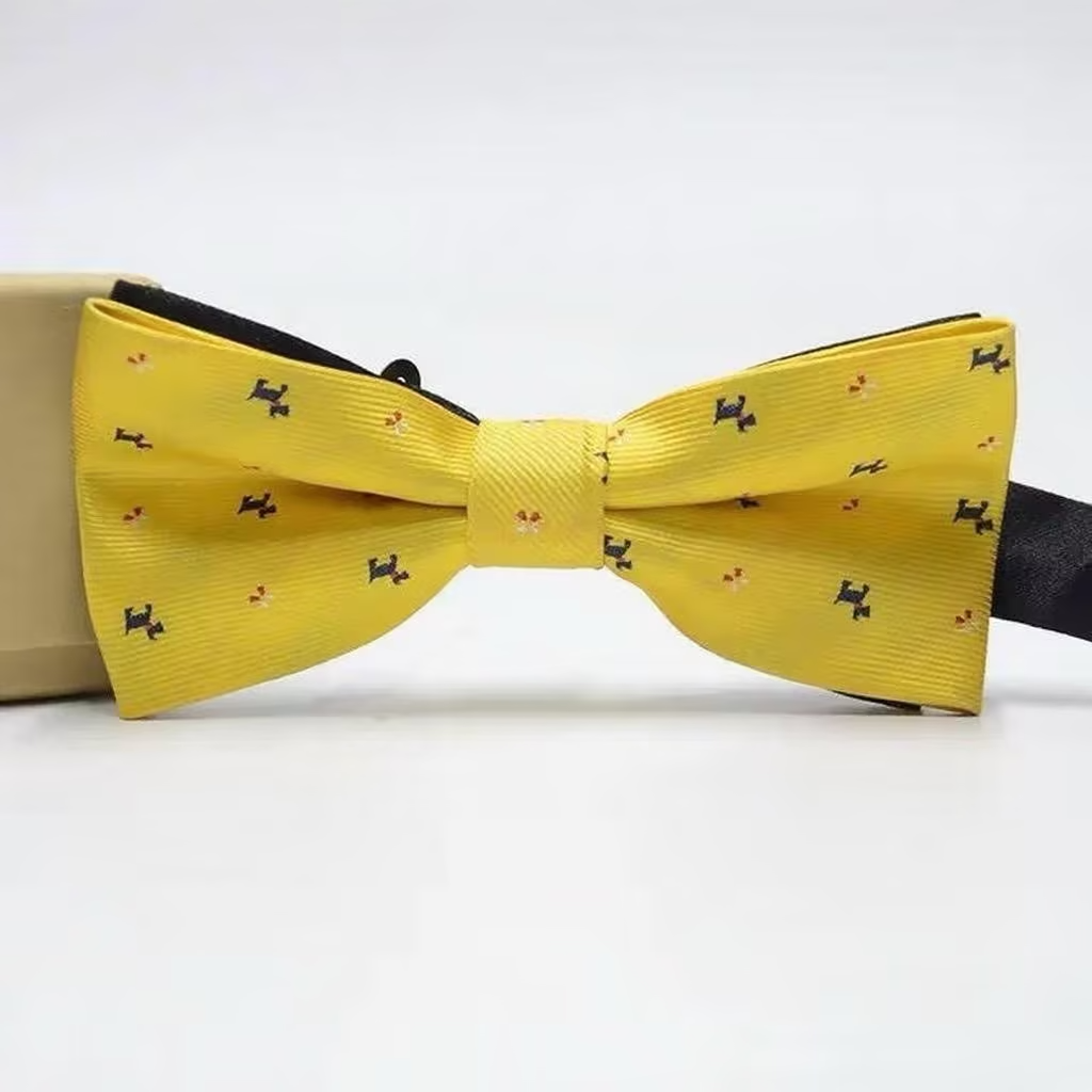 Men's yellow silk bow tie
