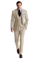 Retro Slim Fit Herringbone Groom Tuxedos 3 Piece Men's Suits