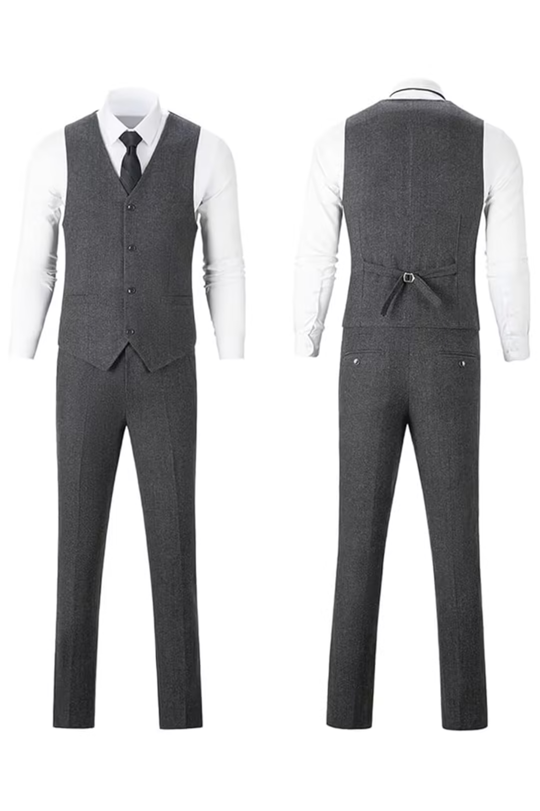 Retro Slim Fit Herringbone Tuxedos Herringbone 3 Piece Men's Suits（upgrade version）