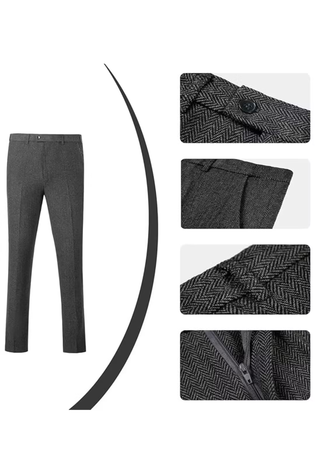 Retro Slim Fit Herringbone Tuxedos Herringbone 3 Piece Men's Suits（upgrade version）