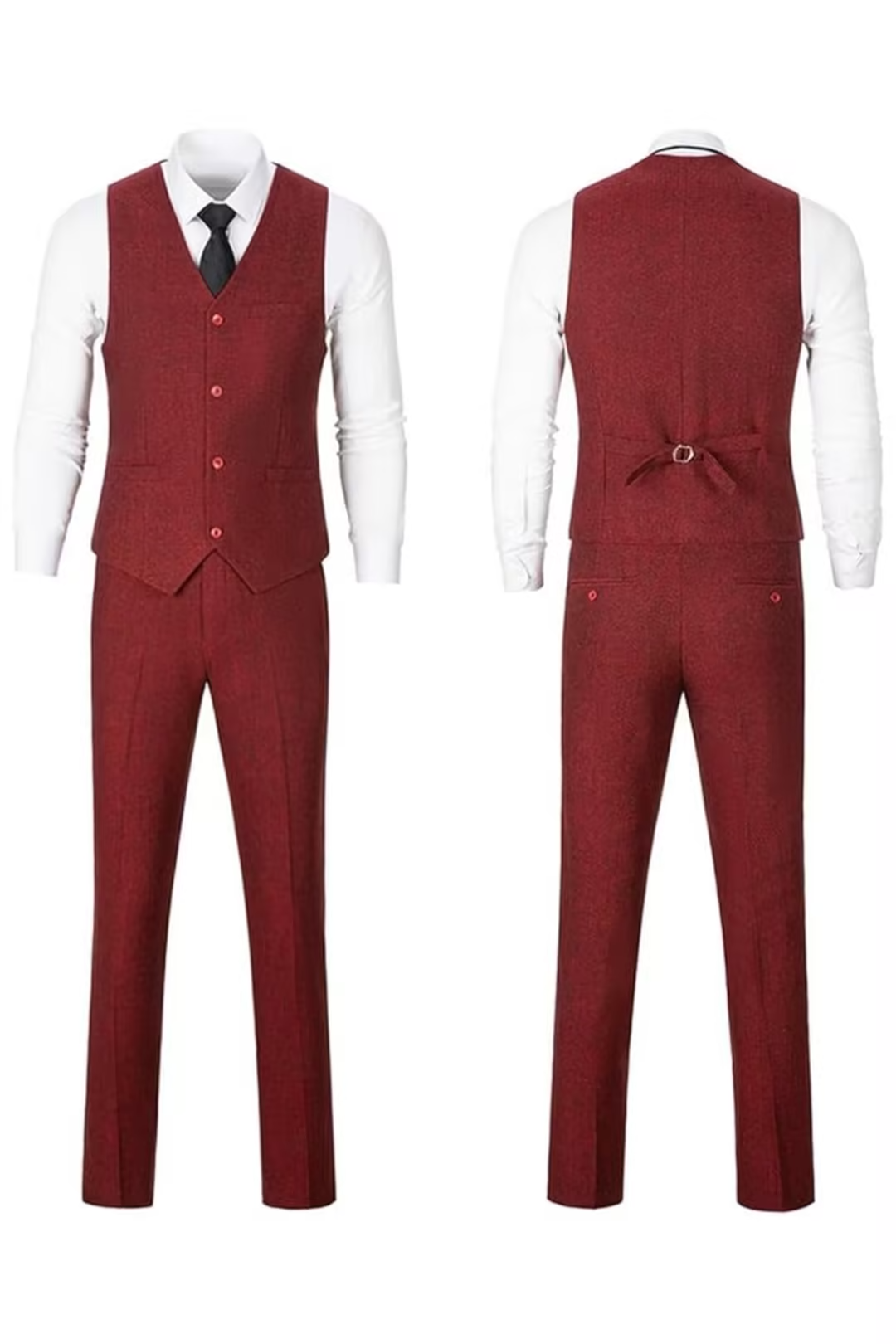 Retro Slim Fit Herringbone Tuxedos Herringbone 3 Piece Men's Suits（upgrade version）