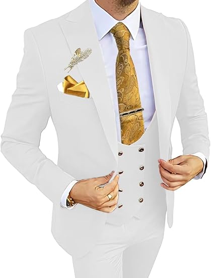 Men's 3 Piece Slim Fit Suits Double Breasted Suit Tuxedo Suit