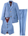 Cargar la imagen en la vista de la galería, Plaid Blue 3 Piece Kids Boys' Formal Blazer Vest and Pants Dress Suits Set
