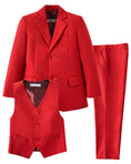 Load image into Gallery viewer, Red 3 Piece Kids Boys' Formal Blazer Vest and Pants Dress Suits Set
