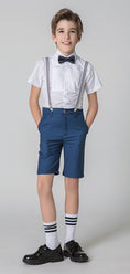 Gallery viewerに画像を読み込む, Blue 4 Piece Kids Boys' Formal Party Dress Suits Set With Suspenders
