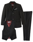 Cargar la imagen en la vista de la galería, Black 3 Piece Kids Boys' Formal Blazer Vest and Pants Dress Suits Set
