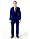 Load image into Gallery viewer, Blue Velvet Wedding Formal Party Business 4 Piece Men Suits Online MS011
