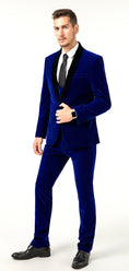 Load image into Gallery viewer, Blue Velvet Wedding Formal Party Business 4 Piece Men Suits Online MS011
