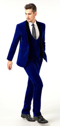 Load image into Gallery viewer, Blue Velvet Wedding Formal Party Business 4 Piece Men Suits Online MS011
