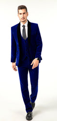 Load image into Gallery viewer, Blue Velvet Wedding Formal Party Business 4 Piece Men Suits Online MS011
