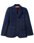 Load image into Gallery viewer, Plaid Navy 3 Piece Kids Boys' Formal Blazer Vest and Pants Dress Suits Set
