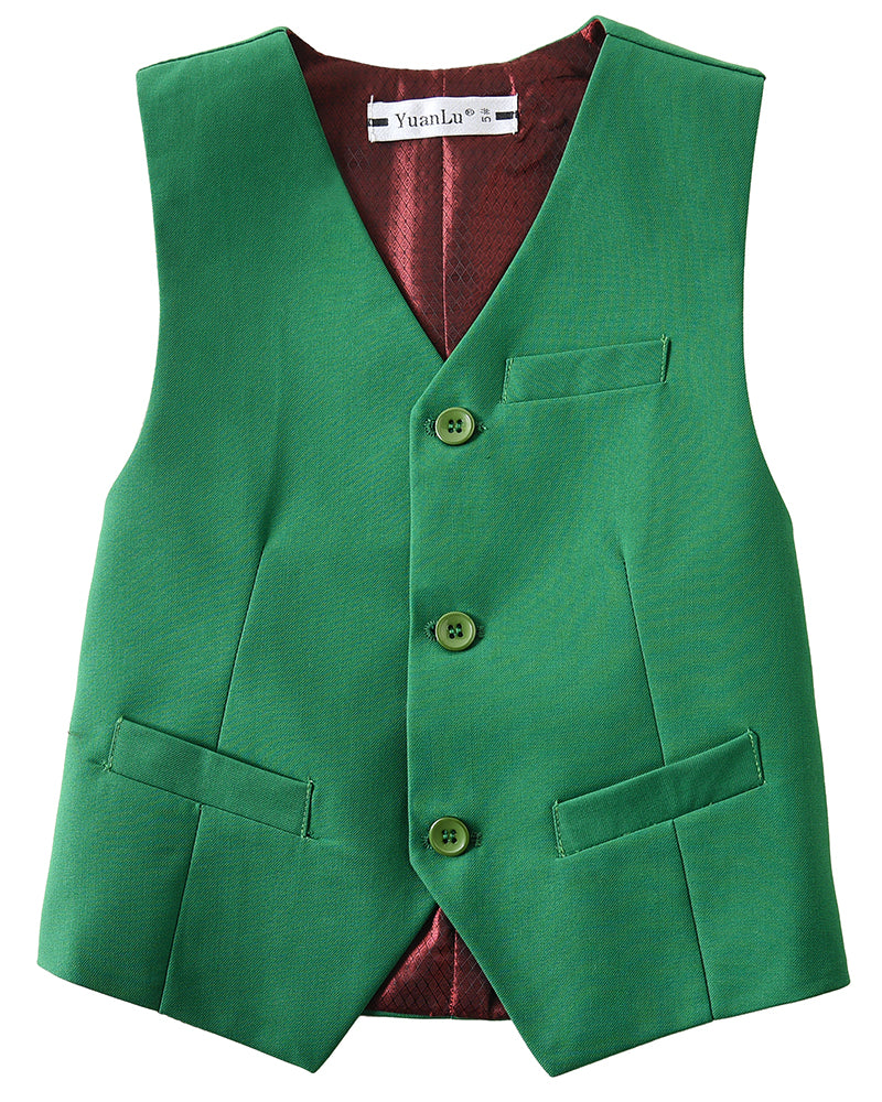 Green 3 Piece Kids Boys' Formal Fit Blazer Vest and Pants Dress Suits Set