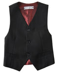 Cargar la imagen en la vista de la galería, Black 3 Piece Kids Boys' Formal Blazer Vest and Pants Dress Suits Set
