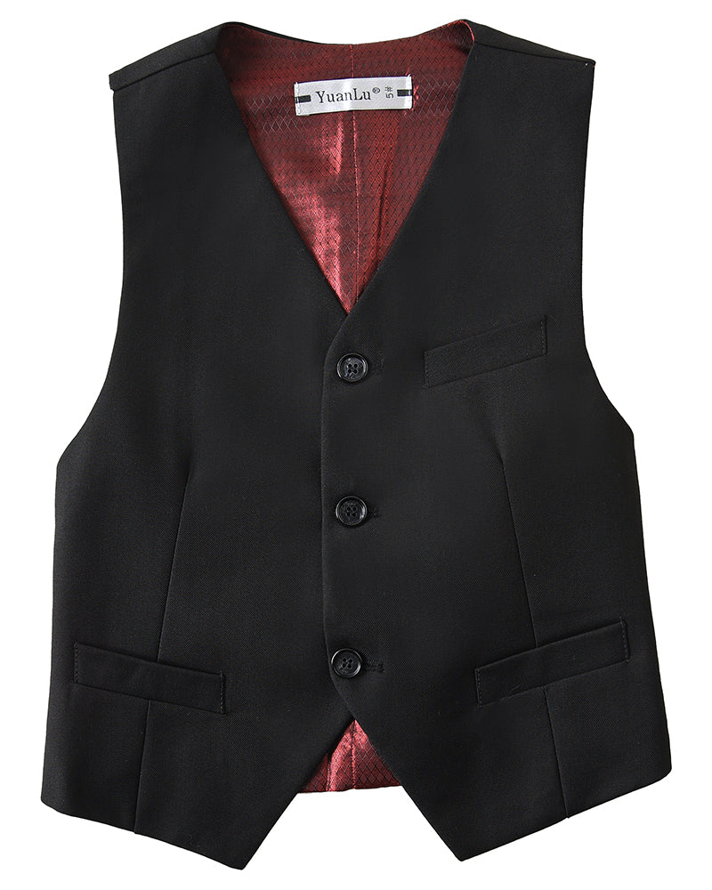 Black 3 Piece Kids Boys' Formal Blazer Vest and Pants Dress Suits Set