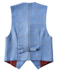 Cargar la imagen en la vista de la galería, Plaid Blue 3 Piece Kids Boys' Formal Blazer Vest and Pants Dress Suits Set
