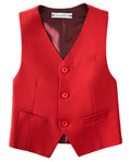 Cargar la imagen en la vista de la galería, Red 3 Piece Kids Boys' Formal Blazer Vest and Pants Dress Suits Set
