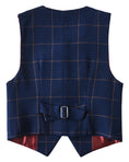 Cargar la imagen en la vista de la galería, Plaid Navy 3 Piece Kids Boys' Formal Blazer Vest and Pants Dress Suits Set
