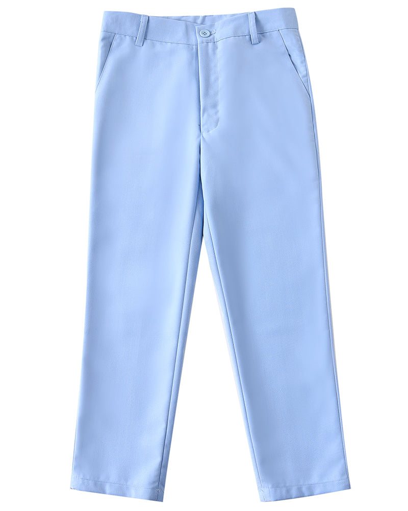 Light Blue 4 Piece Boys' Formal Suit Set with Vest Pants Dress Shirt and Tie BS42