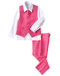 Bild in Galerie-Betrachter laden, Pink 4 Piece Boys' Formal Suit Set with Vest Pants Dress Shirt and Tie BS43
